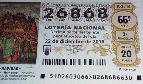 Loteria de Navidad 2016 Bar Casa EL CATETO