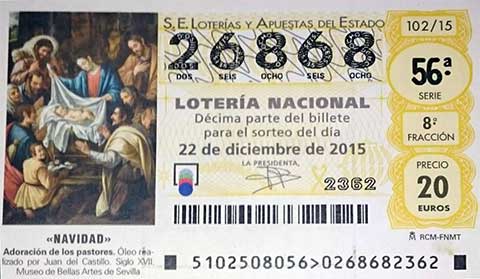 Lotería de Navidad 2015 del Bar Casa EL CATETO